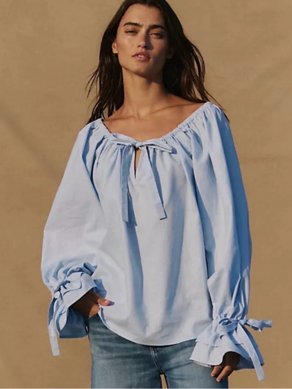 Sleeper Cha Cha Lounge Top Linen Cotton Blue Size Large